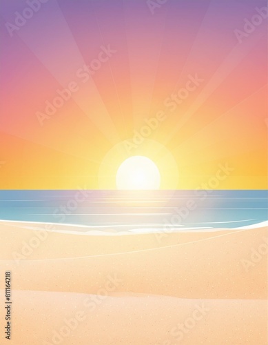 Sandy Beach Sunset - a pristine sandy beach with the sun setting over the horizon.