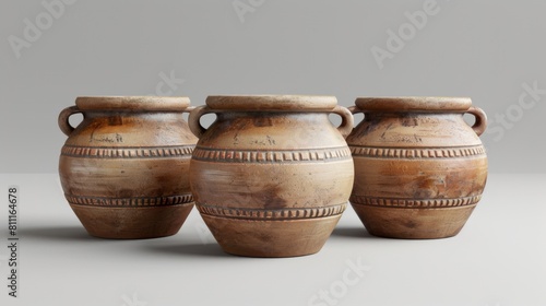 3D realistic image of pots, clean lighting, isolated on background