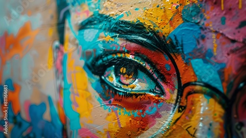 Vibrant graffiti eye mural captures the essence of street art and creativity