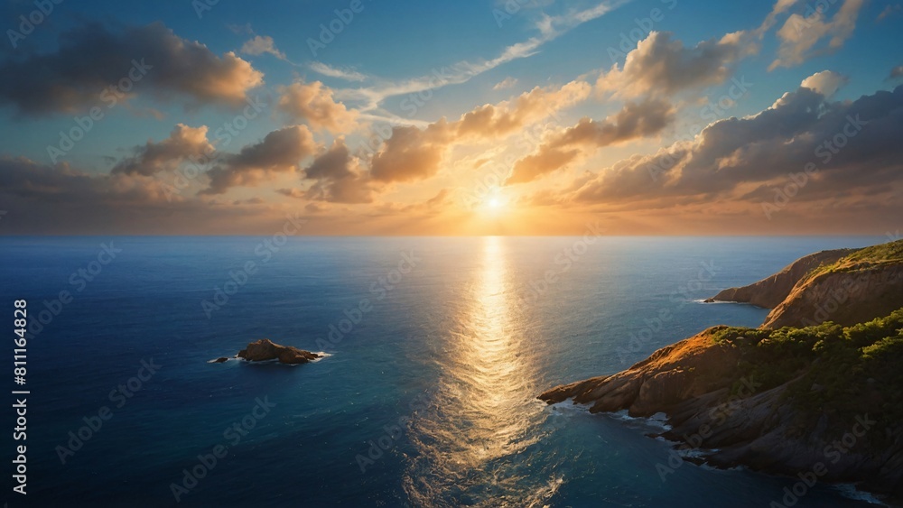 Vast wave Ocean cloud sky and golden hours Vast wave Ocean cloud sky and golden hours