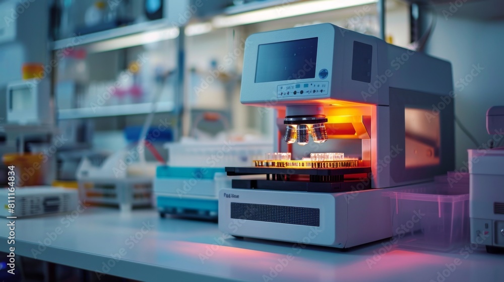 A high-end biTap machine in a lab, illuminated by soft light, A high-end biTap machine in a lab, illuminated by soft light,