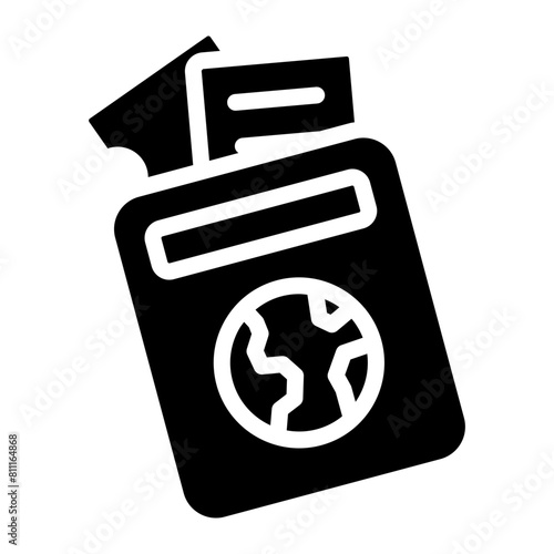 passport and flight ticket glyph icon