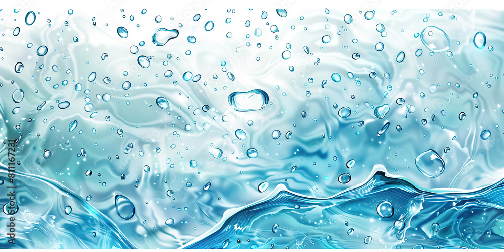 Clean Water Droplets: Background with Aqua Blue and White Tones, Conveying Hydration and Clarity. Clean Water Droplets: Background with Aqua Blue and White Tones, Conveying Hydration and Clarity.