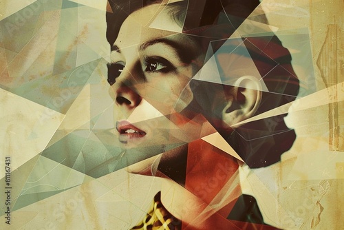 Style geometric Self Portrait With Woman's Head In Photo Collage Lands 