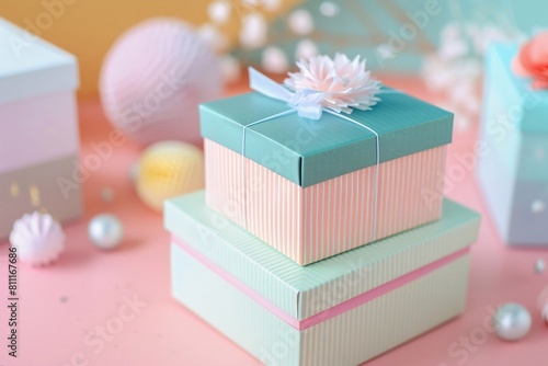 Happiness gift box on pastel color background.