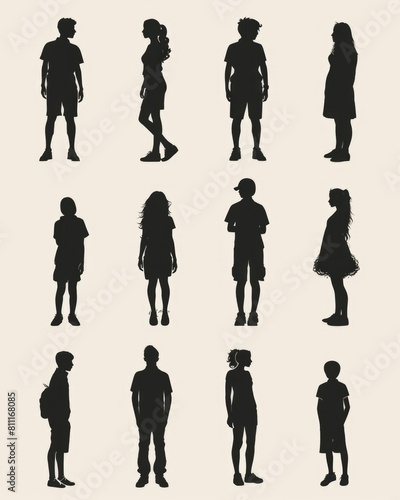 People Figure Silhouettes in Various Contours  Men  Women  Boys  Girls  Couples