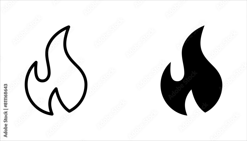 Fire flames, set vector icons illustration on white background Fire flames, set vector icons illustration on white background