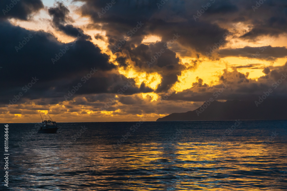 Seychelles Beau Vallon sunset.