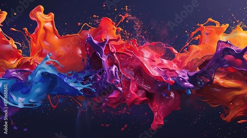 Dynamic Fusion of Colors: Fluid Paint Motion Spectacle. vertical photo
