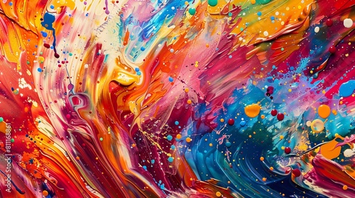 Dynamic Fusion of Colors: Fluid Paint Motion Spectacle. vertical photo
