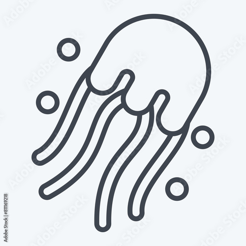 Icon Jelly Fish. related to Seafood symbol. line style. simple design illustration