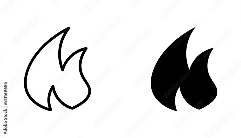 Fire flames, set vector icons illustration on white background Fire flames, set vector icons illustration on white background