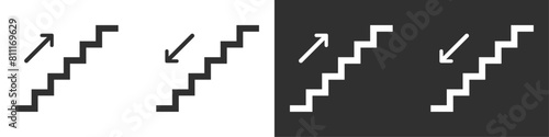 Staircase direction black and white sign icon vector design