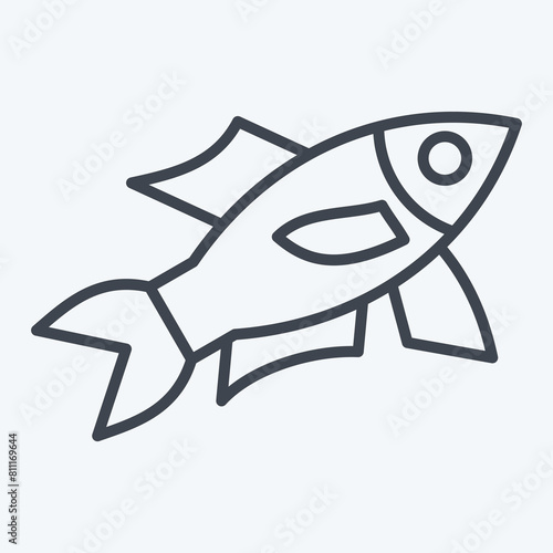 Icon Sardine. related to Seafood symbol. line style. simple design illustration