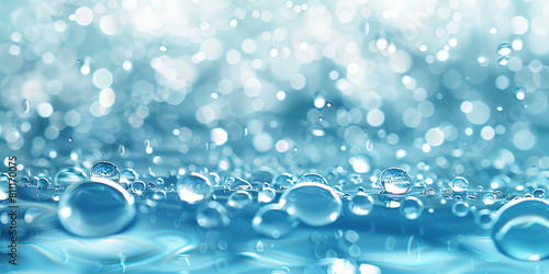 Clean Water Droplets: Background with Light Blue and Aqua Colors, Conveying Purity and Hydration