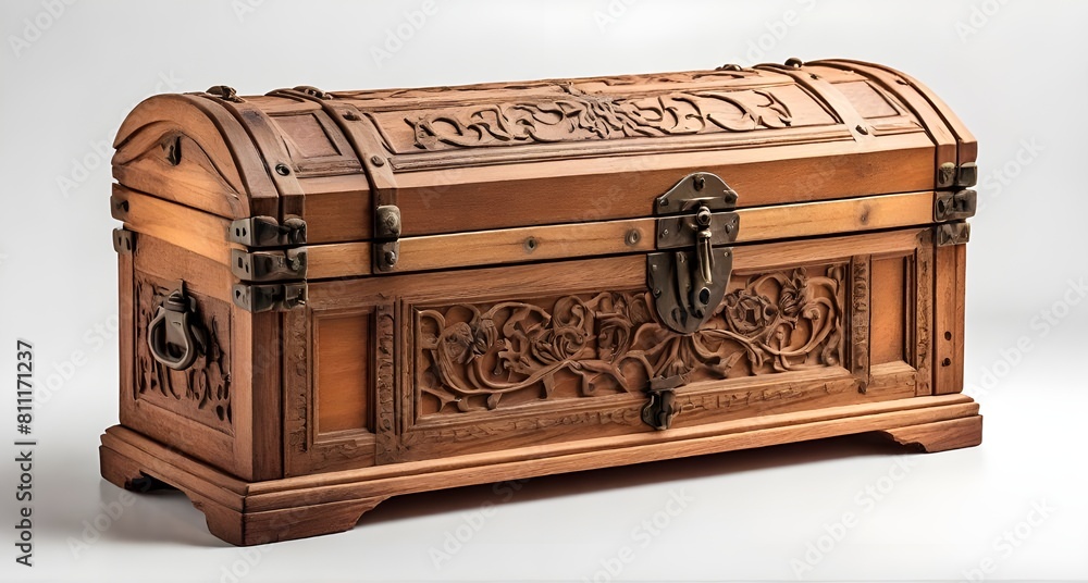 antique wooden box on white background antique wooden box on white background
