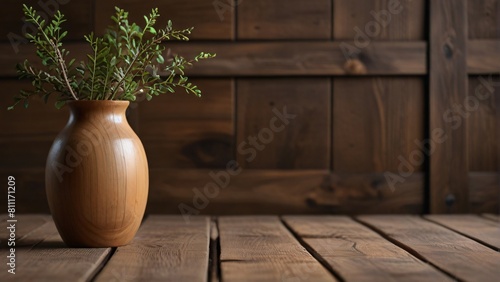 vase and branch with wood texture background © Iqbal