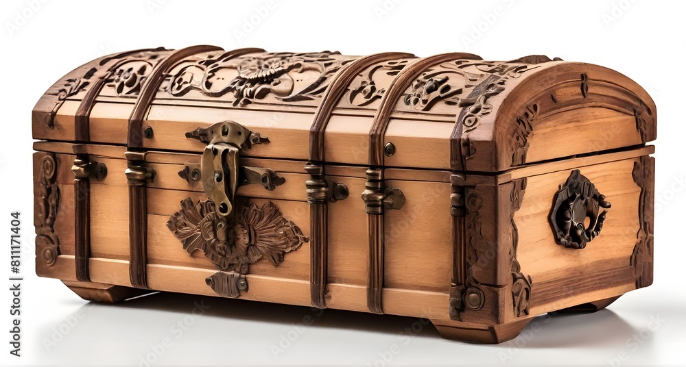 antique wooden box on white background antique wooden box on white background