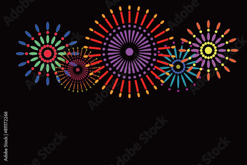 夜空に輝くきれいな花火スターマイン