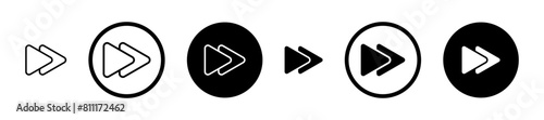 Fast Forward line icon set. Next arrow button. Play next pointer button sign suitable for apps and websites UI designs. photo