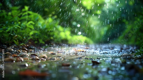 Serene Rainfall in the Tropical Forest