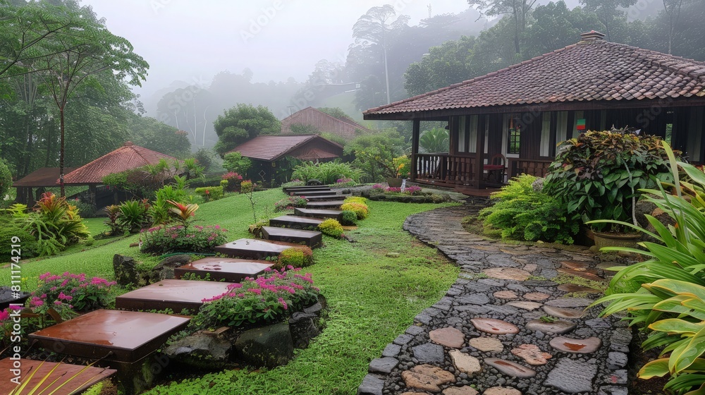 Fototapeta premium Tranquil Villa on the Rainforest Edge