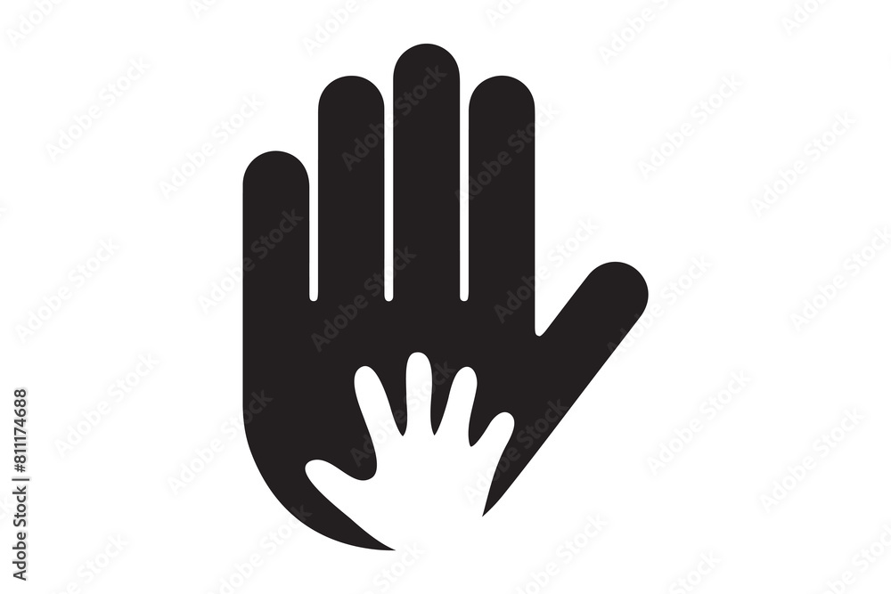 Child adoption or child giving a high five to dad flat vector icon for apps and website Child adoption or child giving a high five to dad flat vector icon for apps and website