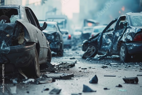 Collision Collision: Multiple Car Wrecks Unfold photo