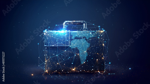 Abstract image of a briefcase in the form of a starry, generative Ai photo