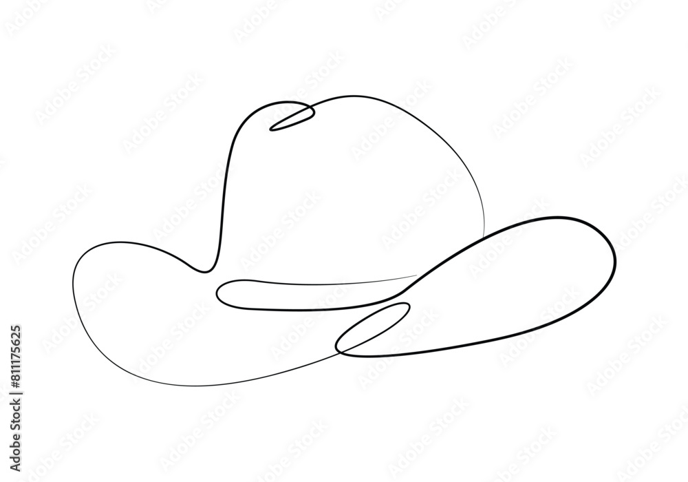 Cowboy hat continuous one line drawing vector illustration. Premium vector Cowboy hat continuous one line drawing vector illustration. Premium vector