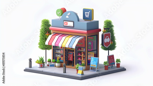 Mobile Commerce Developer Launches Shopping App Concept  3D Business Flat Illustration. A Mobile Commerce Developer Integrates User Friendly Features for Mobile Shoppers in Isometr