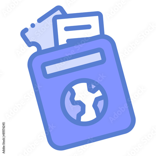 passport and flight ticket icon