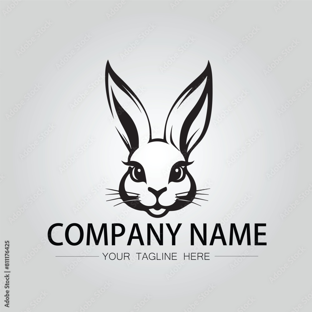 Rabbit silhouette company logo vector image on the white background Rabbit silhouette company logo vector image on the white background