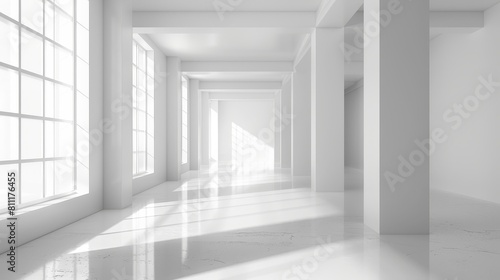 3D White Interior Background 