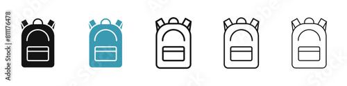 Backpack icon set. School bag vector icon. Bagpack sign. Travel picnic bag icon for UI designs. photo