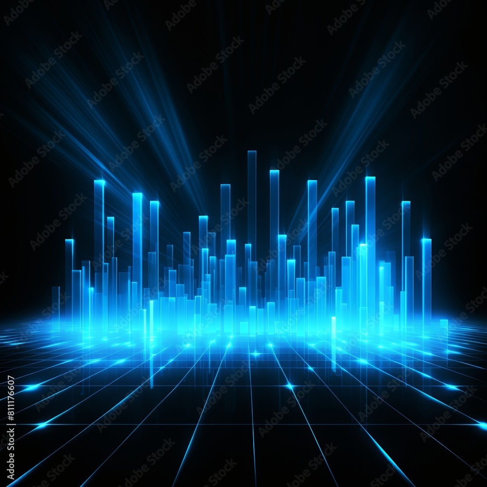 Blue glowing city. Blue glowing city.