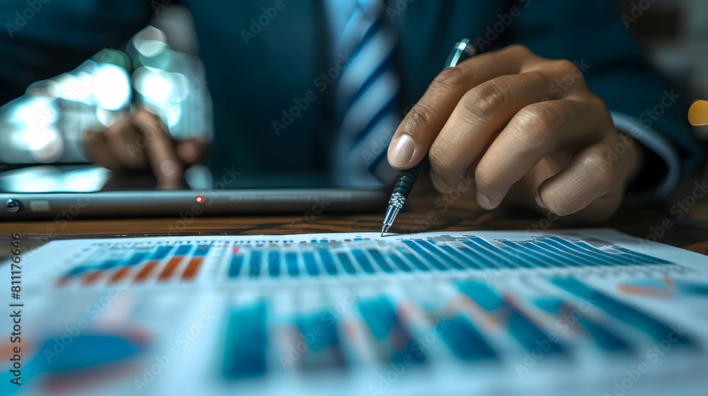 Market Analyst Reviewing Data Charts for Forecasting Trends and Market Strategies Photo Realistic Concept for Stock Photo Market Analyst Reviewing Data Charts for Forecasting Trends and Market Strategies Photo Realistic Concept for Stock Photo