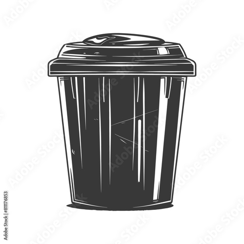 Silhouette rubbish bin or trash bin black color only