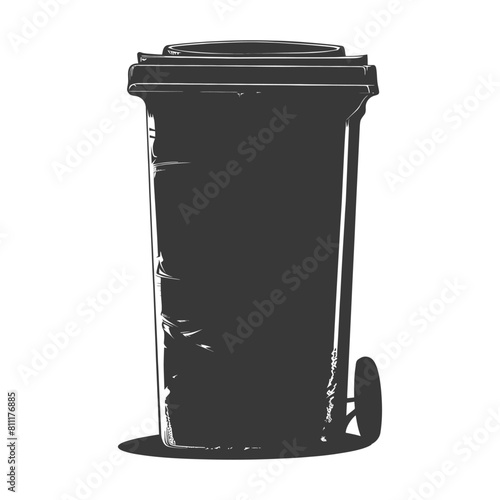 Silhouette rubbish bin or trash bin black color only