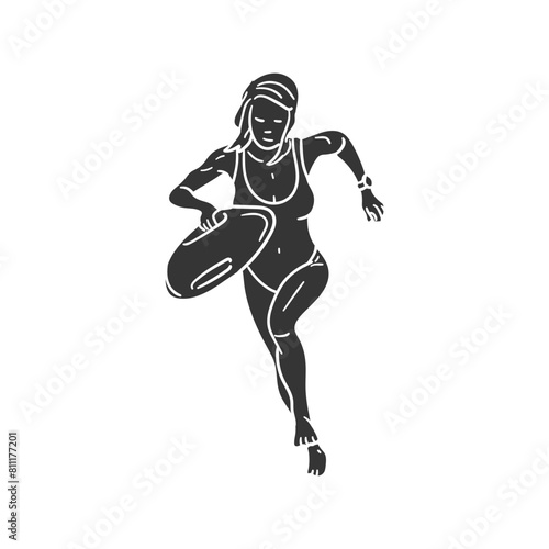 Lifeguard Icon Silhouette Illustration. Woman Vector Graphic Pictogram Symbol Clip Art. Doodle Sketch Black Sign. © josepperianes