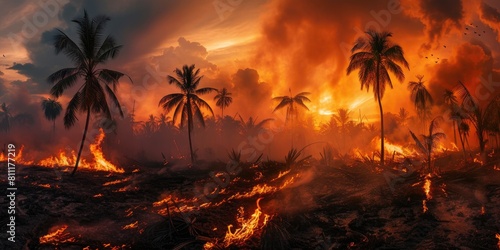 Rainforest Apocalypse: Trees Ablaze in Tropical Heat