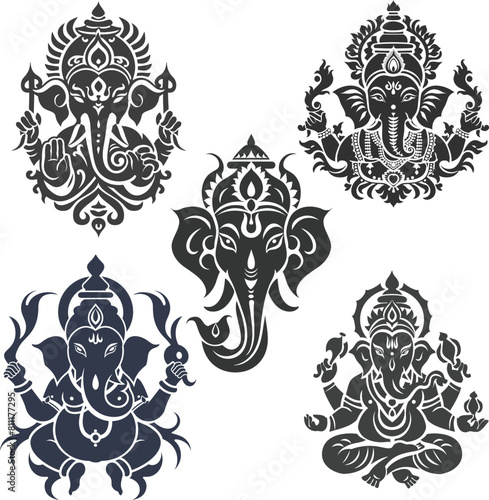 ganesha siluate Vector silhouette, graphic