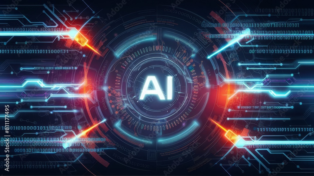 Obraz premium a dynamic digital background designed for technological operations, featuring elements related to neural networks, AI