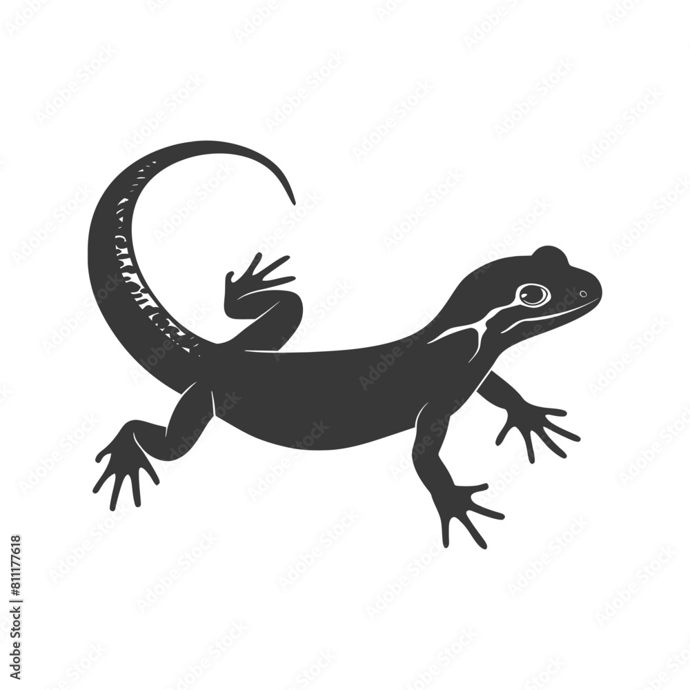 Naklejka premium Silhouette salamander animal black color only