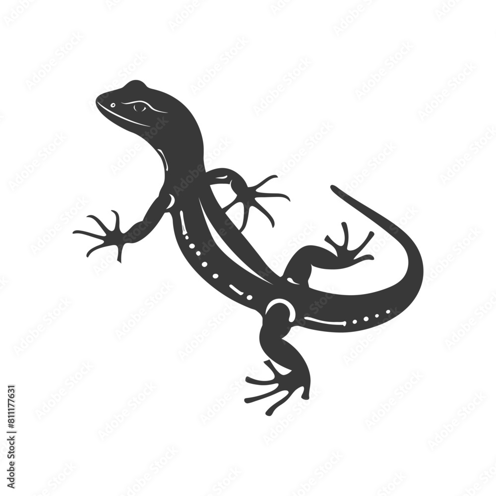 Naklejka premium Silhouette salamander animal black color only