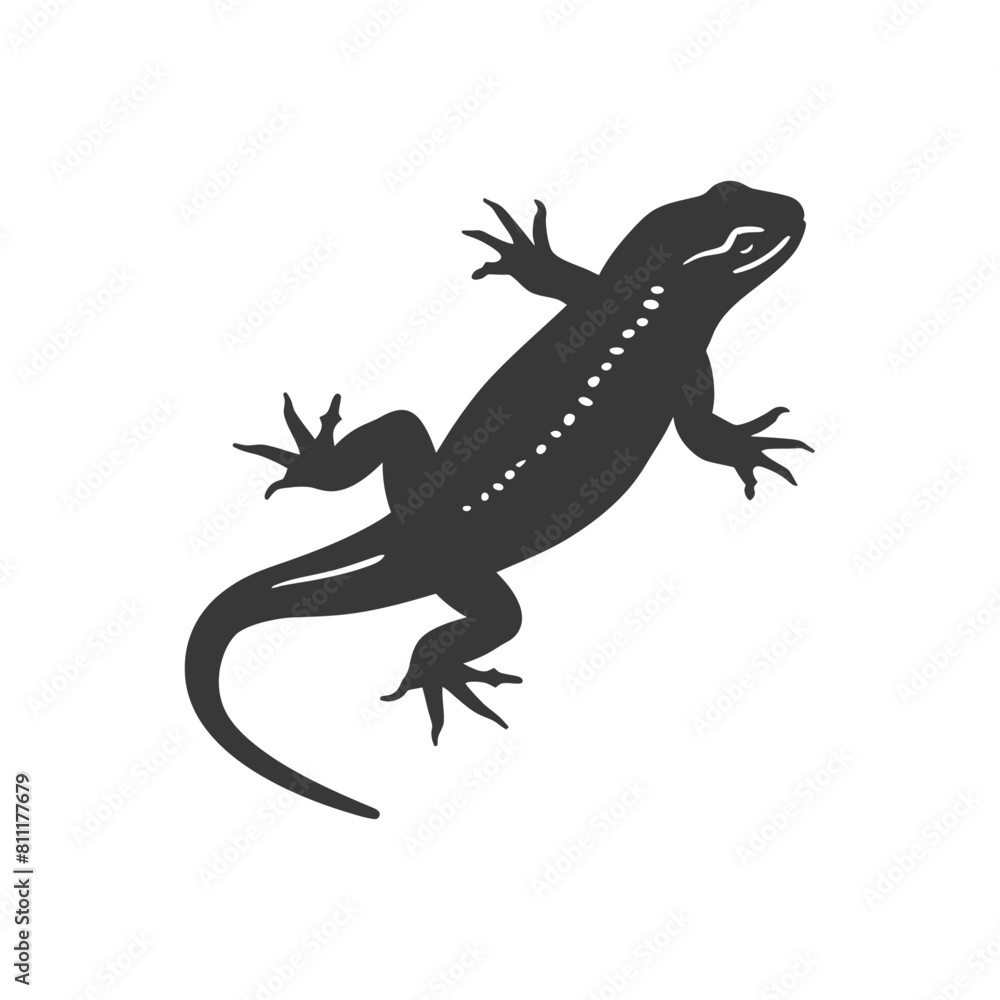 Naklejka premium Silhouette salamander animal black color only