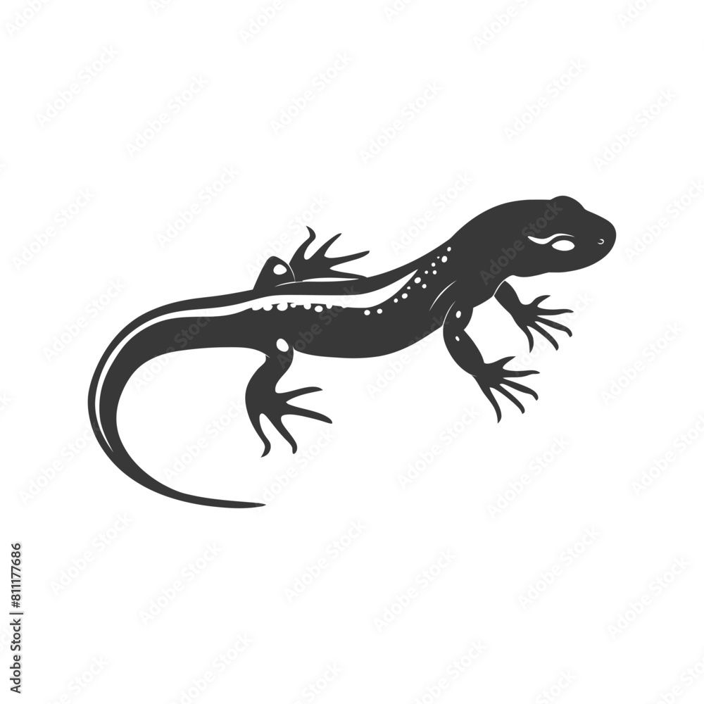 Naklejka premium Silhouette salamander animal black color only
