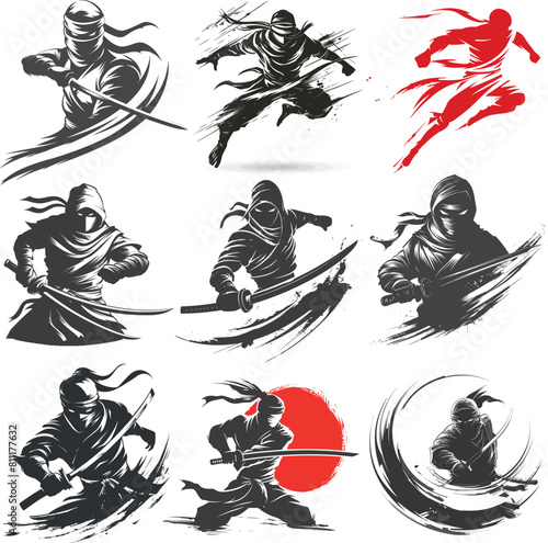 Ninja Shadow siluate Vector silhouette, graphic