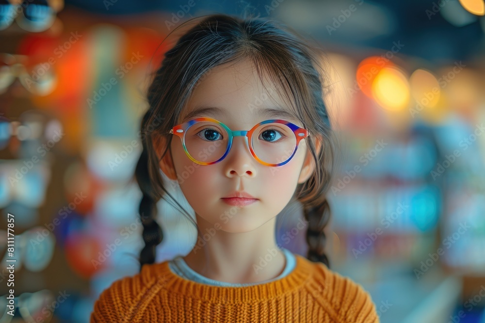 Vibrant Eyeglasses Transforming Young Girl's Vision with Joy