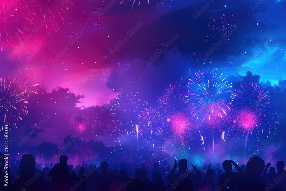 Throngs in Awe: Fireworks Dance Above Throngs in Awe: Fireworks Dance Above